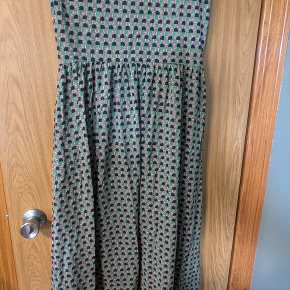 Boden Easy Cotton Dress in Green Geometric - Picture 9 of 10